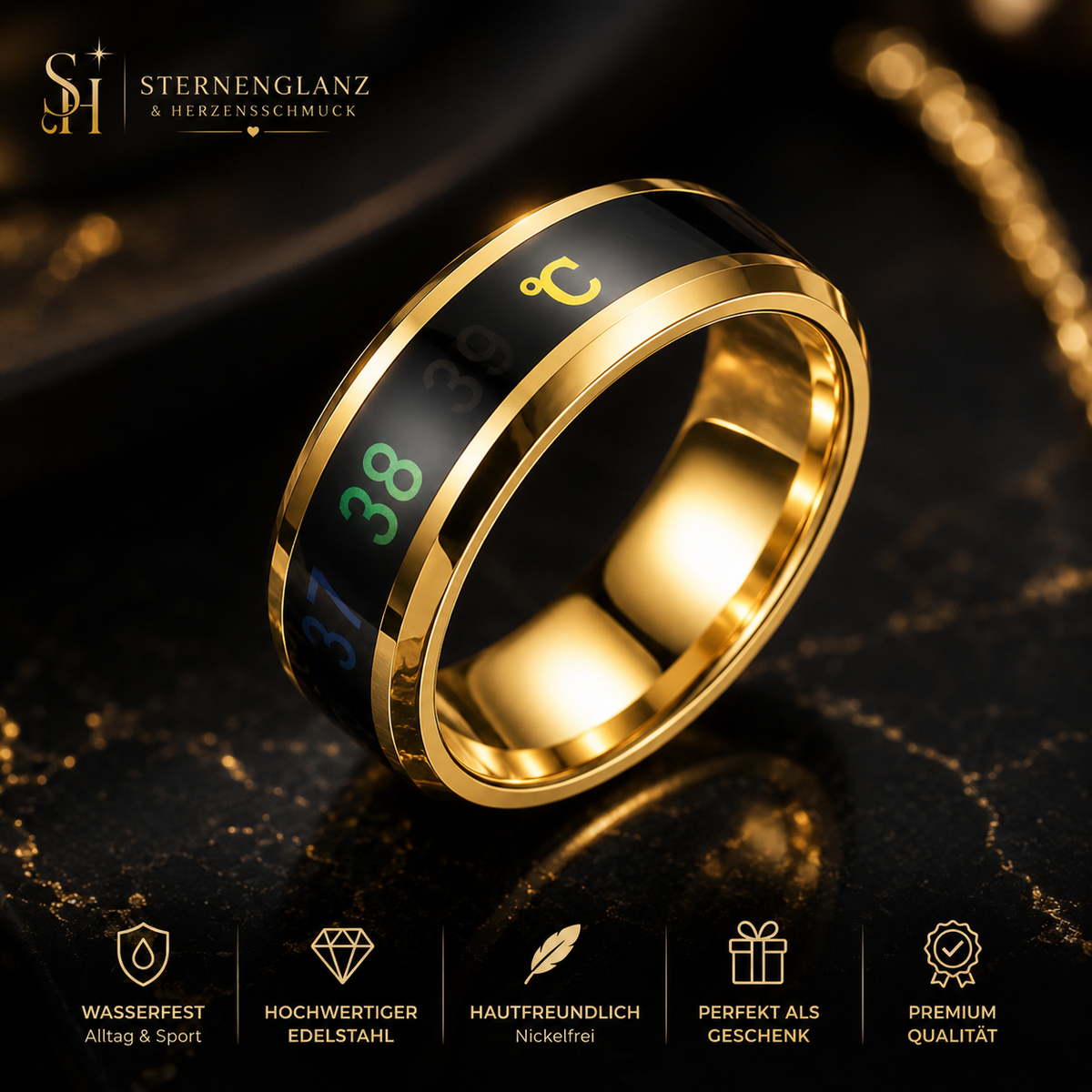 Aureon Smart Ring – Edelstahlring mit temperaturabhängiger Anzeige