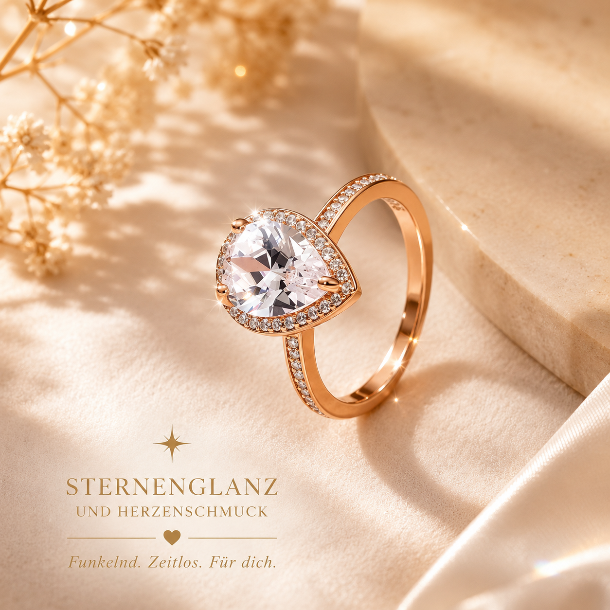 925 Sterling Silber Herz Ring Roségold – Unendlichkeit