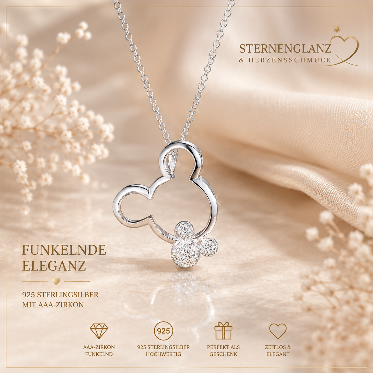 925 Sterling Silber Halskette mit AAA Zirkonia – Elegante Damen Kette als Geschenk