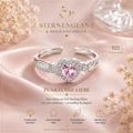 925 Sterling Silber Herz Ring mit Rosa Zirkonia – Verstellbarer Damenring