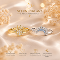 925 Sterling Silber Sonnen- & Mond Ring Set – Paarringe mit Zirkonia