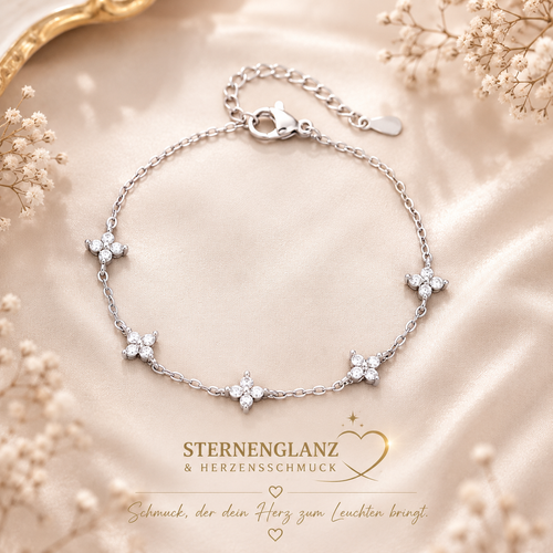 925 Sterling Silber Blumen Armband mit Zirkonia – Elegantes Damen Armband für Hochzeit & Geschenk