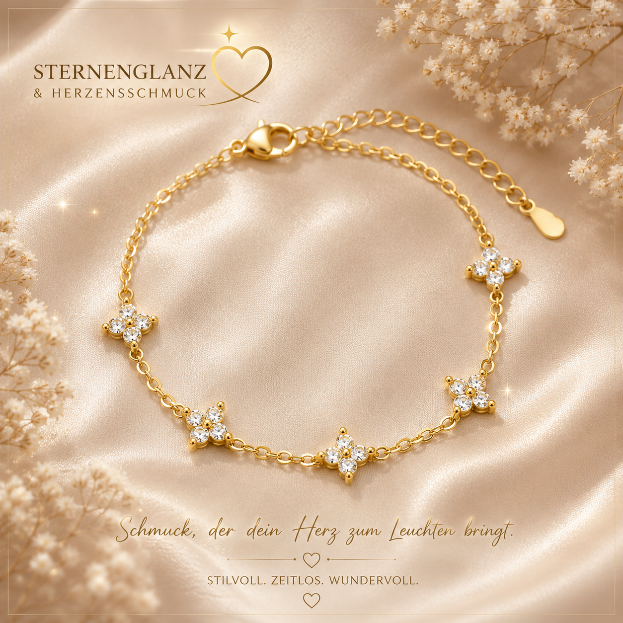 925 Sterling Silber Blumen Armband mit Zirkonia – Elegantes Damen Armband für Hochzeit & Geschenk