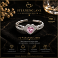 925 Sterling Silber Herz Ring mit Rosa Zirkonia – Verstellbarer Damenring