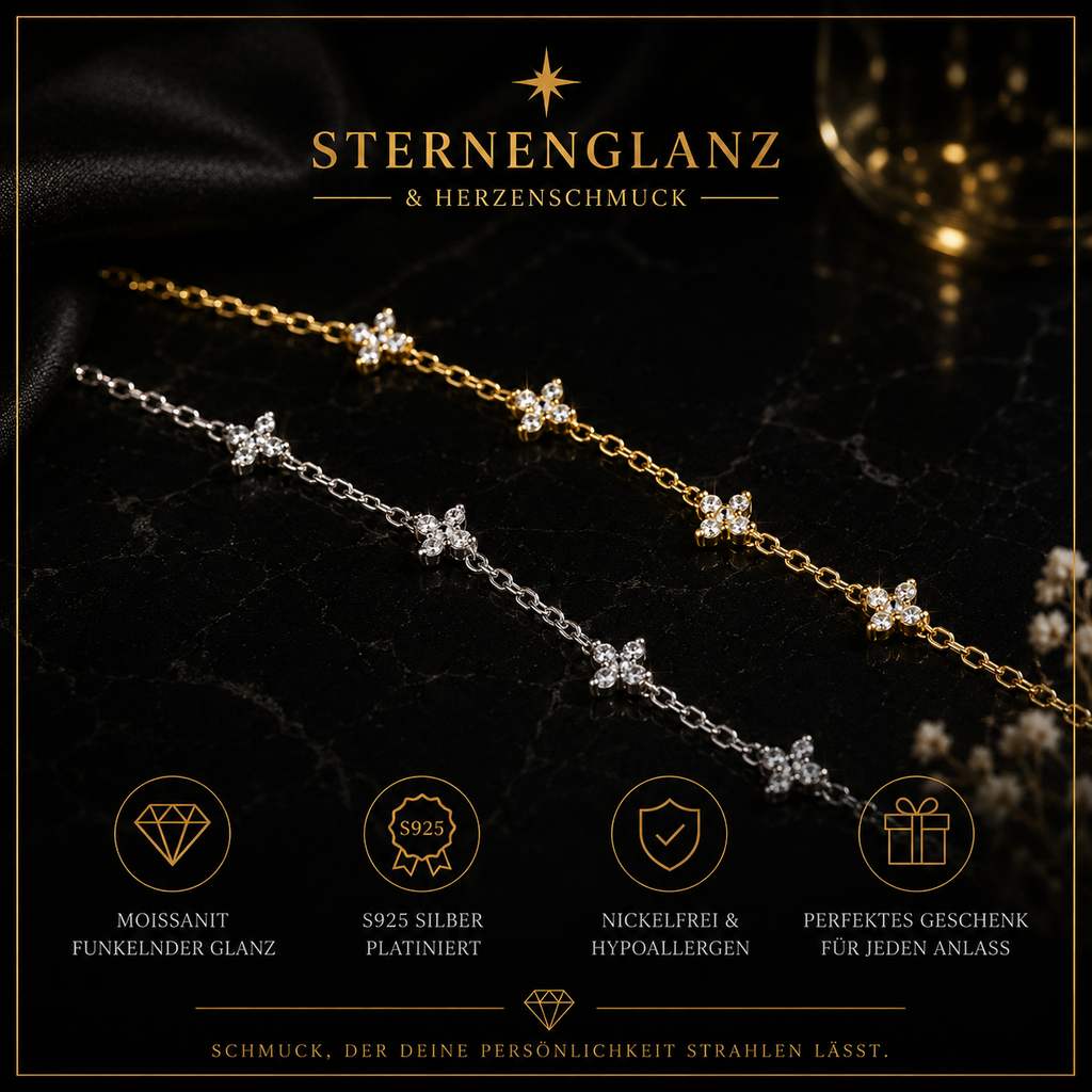 925 Sterling Silber Blumen Armband mit Zirkonia – Elegantes Damen Armband für Hochzeit & Geschenk