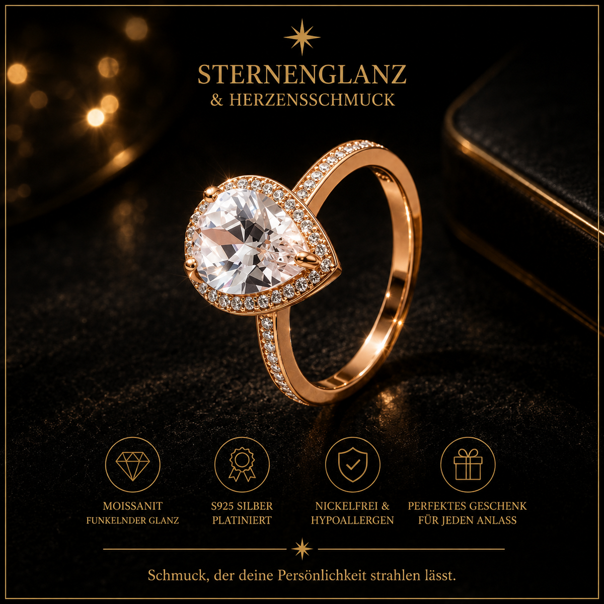 925 Sterling Silber Herz Ring Roségold – Unendlichkeit