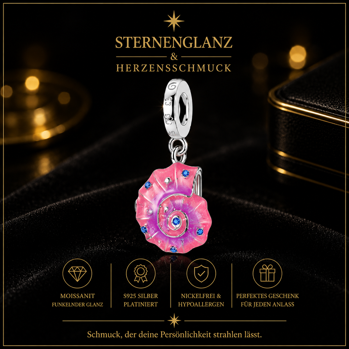 925 Sterling Silber Sommer Charms –Muschel