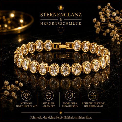 14K Vergoldetes Büroklammer-Armband mit Zirkonia – Verstellbares Damen Gliederarmband