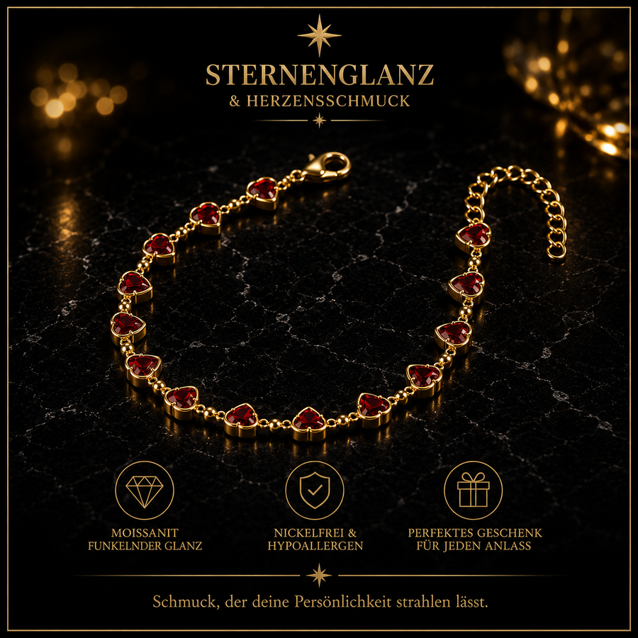Boho Herz Kristall Fußkettchen für Damen – Verstellbare Gold Fußkette mit Herz